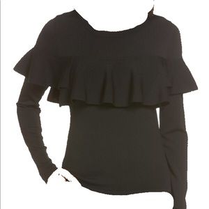 Black long sleeve sweater with ruffle